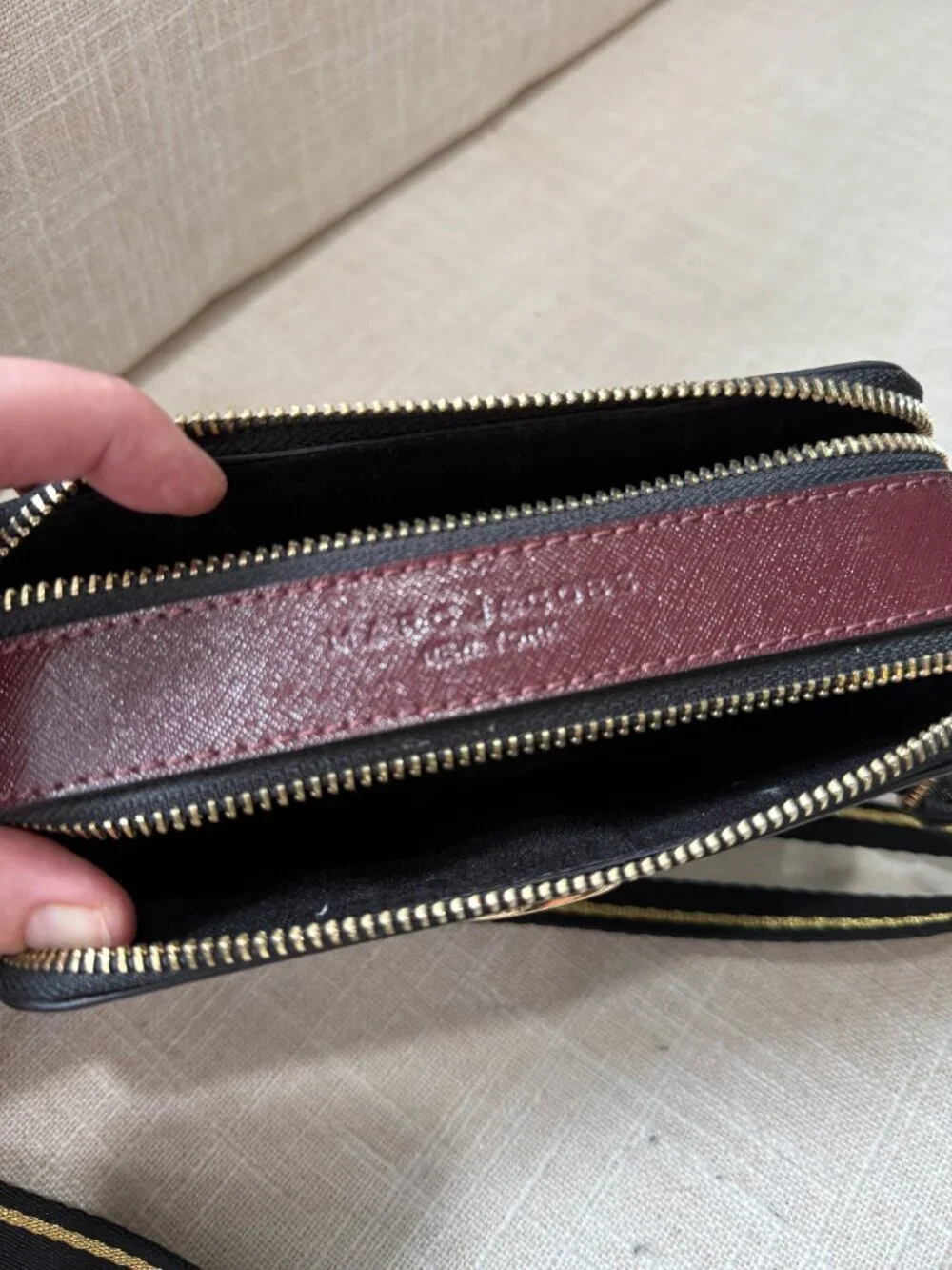 Marc Jacobs Snapshot Camera Bag – Black with Striped Strap